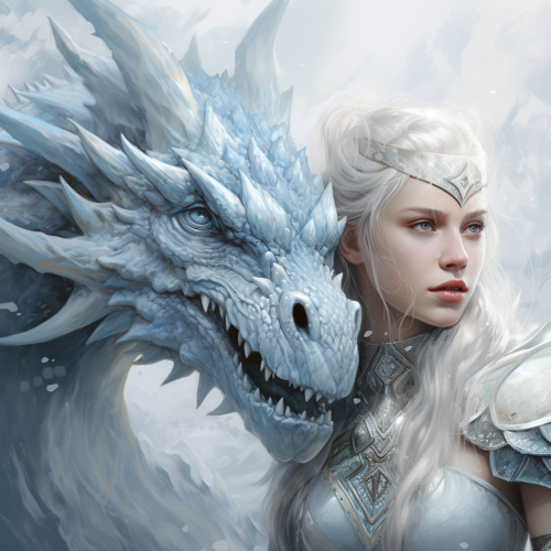 Beautiful dragon ice princess with horn