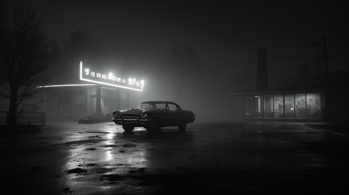 Dystopian movie poster with car accident and neon lights Dystopian movie poster with car accident and neon lights