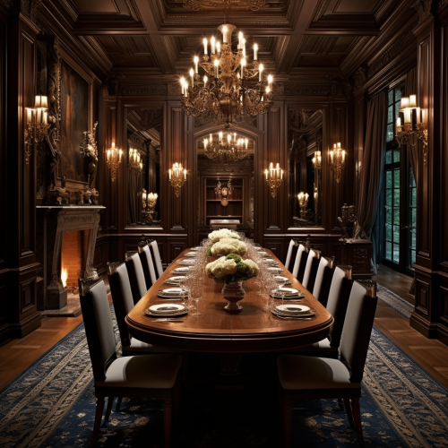 Elegant dining room with luxurious tableware Elegant dining room with luxurious tableware