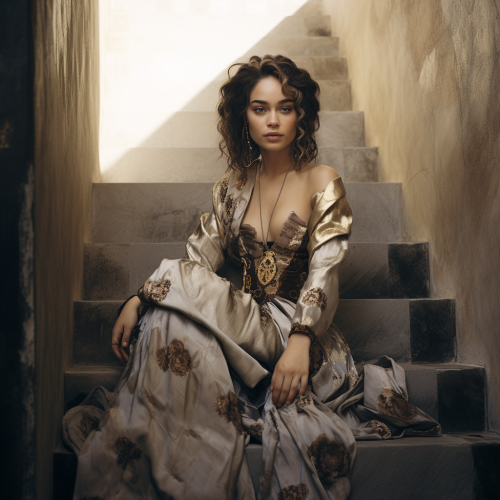 Emilia Clarke sitting on marble steps Emilia Clarke sitting on marble steps