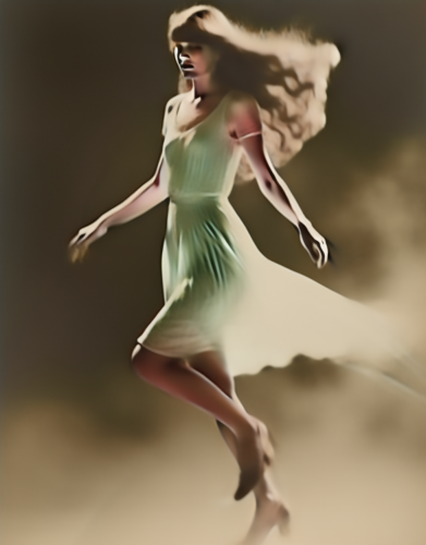 Transparent Woman in White Dress