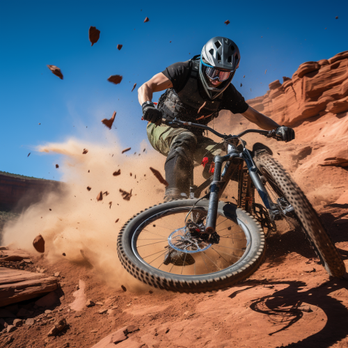 Mountain biker falling off trail at Moab