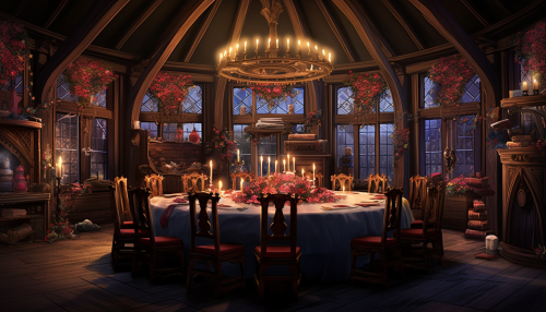 Elegant dining room in a fantasy nobleman's manor