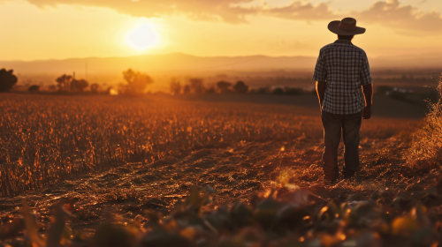 Farmer witnessing dry, arid land Farmer witnessing dry, arid land