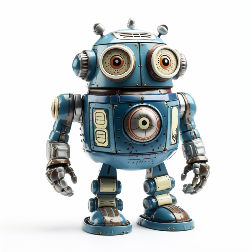 Illustration of a detailed fat blue robot