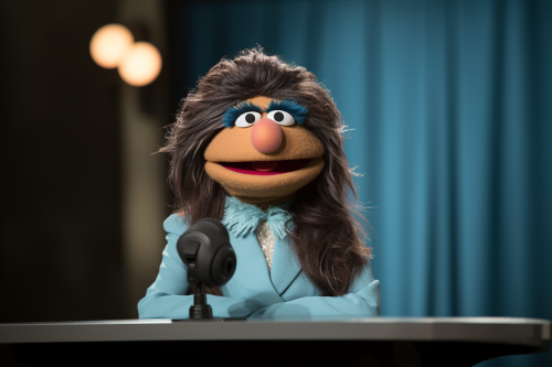 Cute female muppet newscaster reporting Cute female muppet newscaster reporting