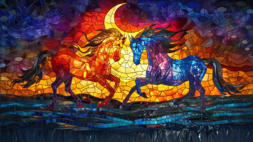 fiery horses stained glass art fiery horses stained glass art