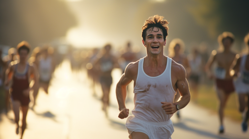 Elite male runner on film set Elite male runner on film set