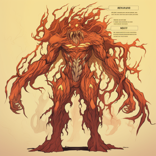 Fire monster with abnormal body proportions