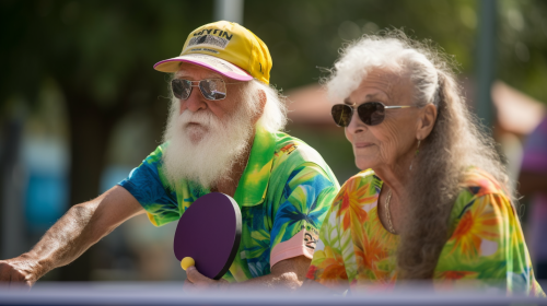 Energetic mixed doubles showdown on Florida's pickleball court Energetic mixed doubles showdown on Florida's pickleball court