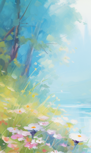 Flowers and Water Painting by the River Flowers and Water Painting by the River