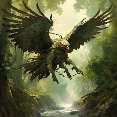 Majestic flying creature in enchanted woods
