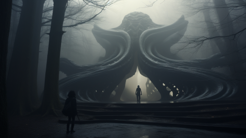 Foggy approach to creepy alien keep Foggy approach to creepy alien keep