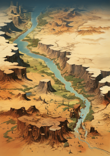 A half-covered map in sand