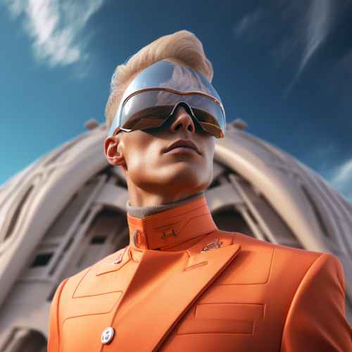 Futuristic cybersecurity agent in elegant uniform Futuristic cybersecurity agent in elegant uniform