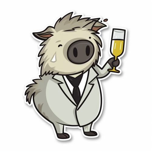 Fuzzy warthog with martini and toast