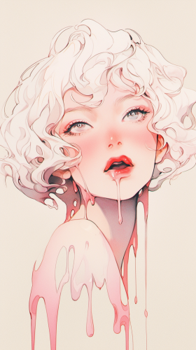 Seductive girl portrait with mouth dripping, Milo Manara style Seductive girl portrait with mouth dripping, Milo Manara style