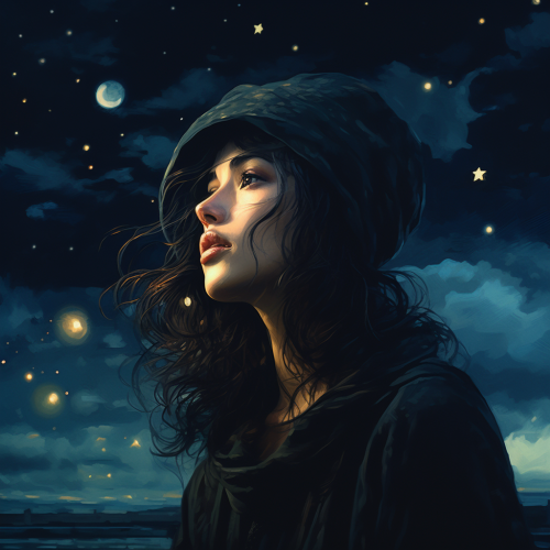 Person contemplating under the moonlight Person contemplating under the moonlight
