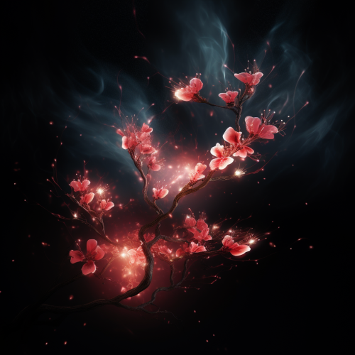 Glowing Spirit Blossom on Black Background Glowing Spirit Blossom on Black Background