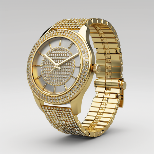 Shimmering gold diamond watch model