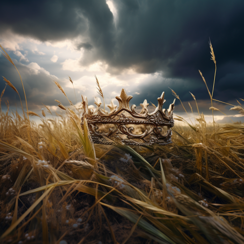 Golden crown in field during thunderstorm Golden crown in field during thunderstorm