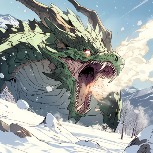 Green dragon charging with open mouth Green dragon charging with open mouth