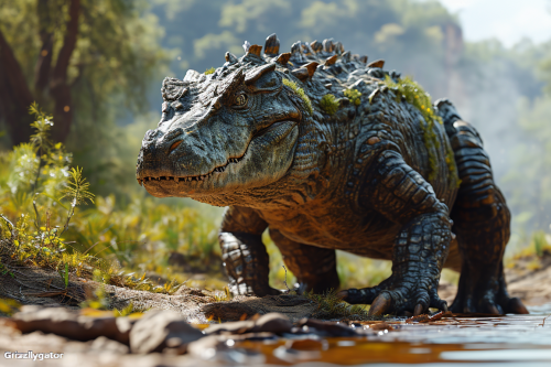 Furry Grizzlygator blending in nature. Furry Grizzlygator blending in nature.