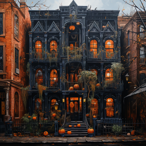 Spooky Halloween building facade painting Spooky Halloween building facade painting