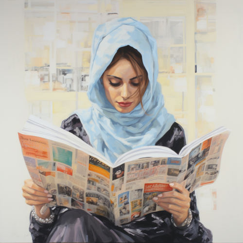 Customer happily reading news in style