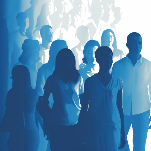 Healthcare professionals in blue shades