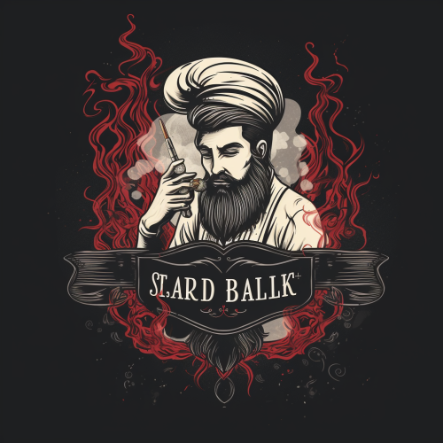 Logo of a chef grilling and smoking Logo of a chef grilling and smoking