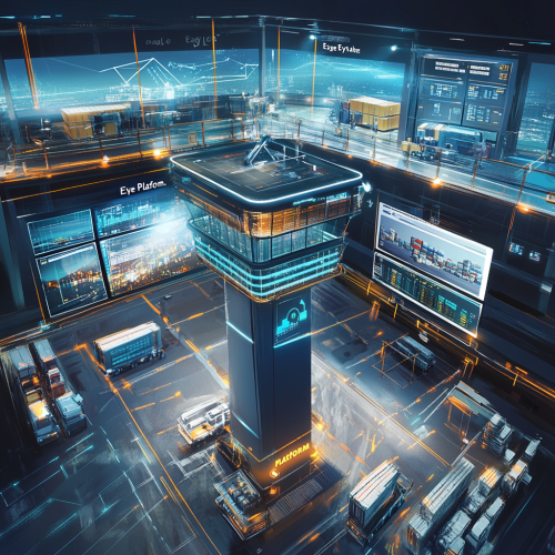 Futuristic control tower overseeing logistics processes Futuristic control tower overseeing logistics processes