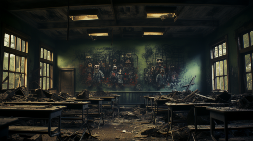Dark High School Classroom Scene Dark High School Classroom Scene