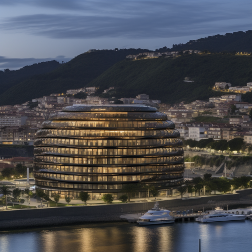 Awe-inspiring view of port city from hilltop