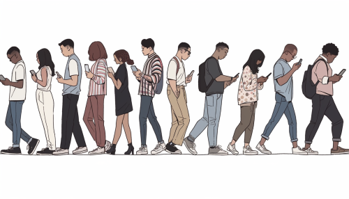 Group of Hispanic Guatemalan rockers checking their phones happily Group of Hispanic Guatemalan rockers checking their phones happily