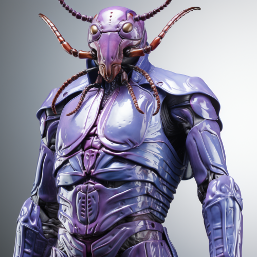 Humanoid beetle with bioluminescent veins wearing clothes Humanoid beetle with bioluminescent veins wearing clothes