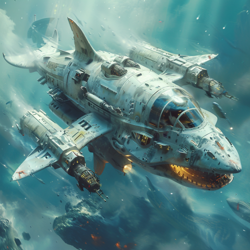 humanoid shark spaceship concept design