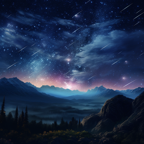 Breathtaking Night Sky with Shooting Stars Breathtaking Night Sky with Shooting Stars