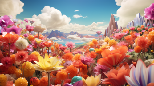 Colorful flowers blooming in a scenic landscape Colorful flowers blooming in a scenic landscape