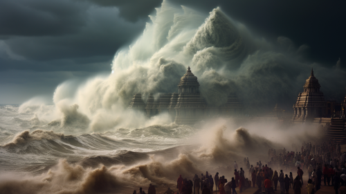 Monstrous waves approaching Jagannath Temple in Puri