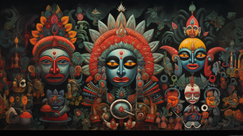 Exquisite Indian Complex Artwork with Divine Beings
