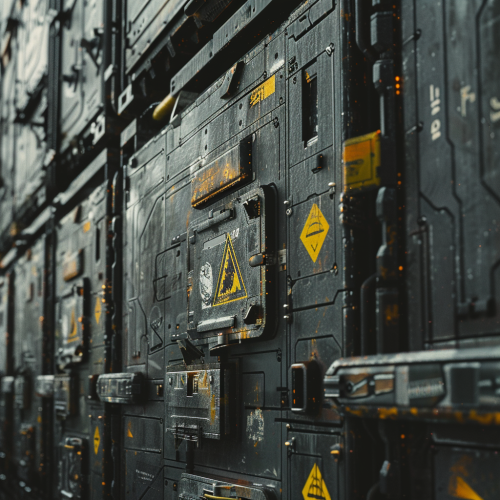 Closeup Industrial Spaceship Dark Yellow Closeup Industrial Spaceship Dark Yellow