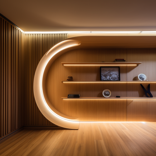 Modern office space with integrated display box