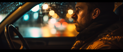 Man in Car Deep in Thought