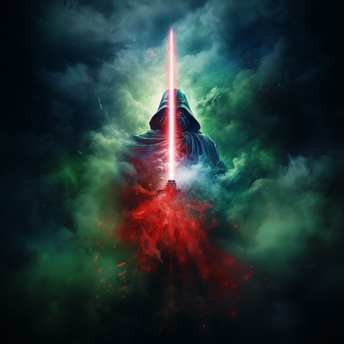 Jedi and Sith with lightsabers Jedi and Sith with lightsabers