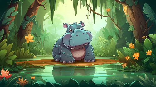 Jungle Game with Lovable Hippopotamus Jungle Game with Lovable Hippopotamus