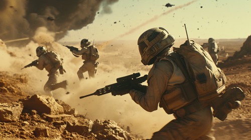 Kenzie Dalton leading sci-fi soldiers in battle Kenzie Dalton leading sci-fi soldiers in battle