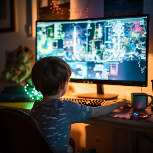 Young child enjoying video games Young child enjoying video games