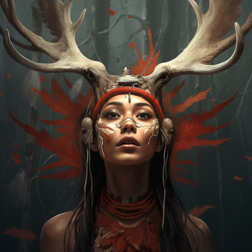 Kind Female with Feathery Skin and Antlers Kind Female with Feathery Skin and Antlers