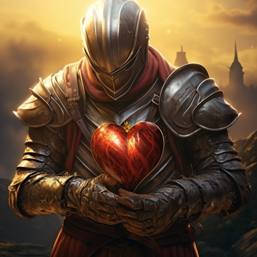 Knight holding heart with hand Knight holding heart with hand